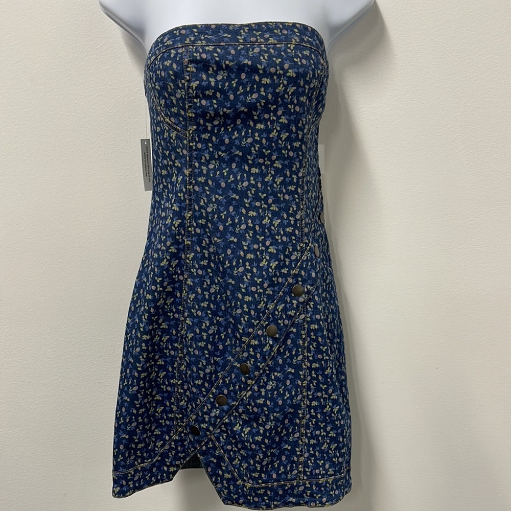 BNWT AFRM strapless jean dress sz M
